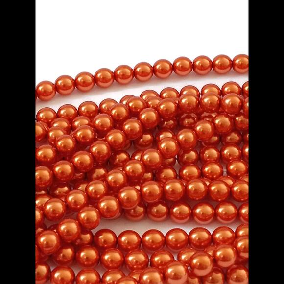 Czech 6mm Glass Pearl Copper Beads - - Picture 3 of 5
